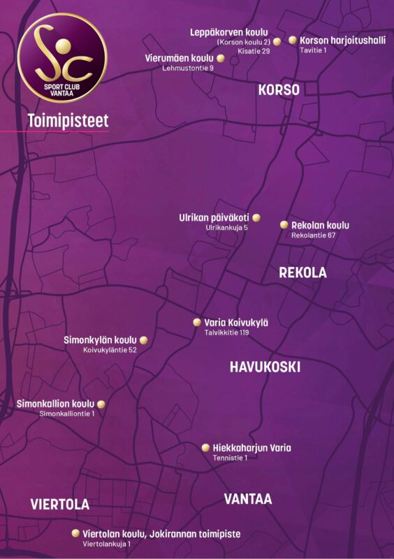 SC Vantaa toimipisteet